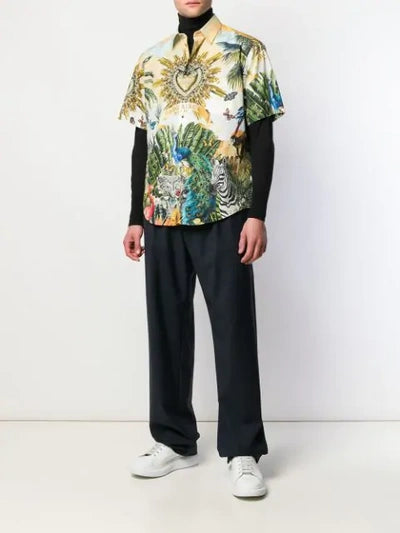 Dolce & Gabbana Cotton Hawaiian Shirt With Tropical King Print