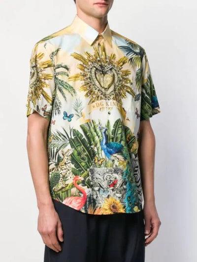 Dolce & Gabbana Cotton Hawaiian Shirt With Tropical King Print