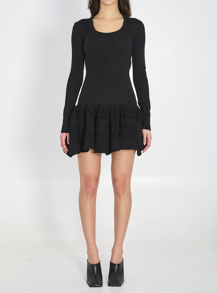 Alaia Wool Crinoline Mini Dress Black
