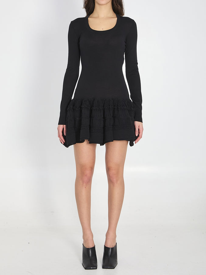 Alaia Wool Crinoline Mini Dress Black
