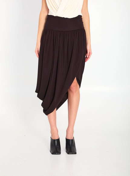 Alaia Twisted Midi Skirt Brown