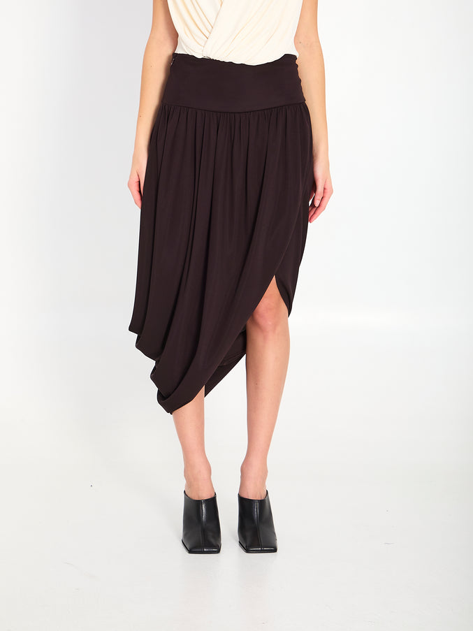 Alaia Twisted Midi Skirt Brown