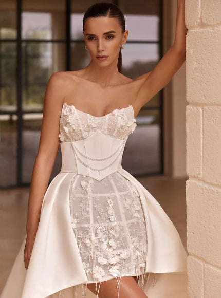Pollardi Raveni Mini Bridal Dress Ivory