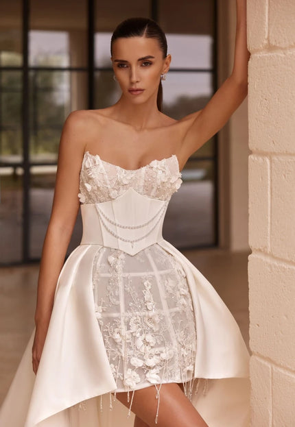 Pollardi Raveni Mini Bridal Dress Ivory