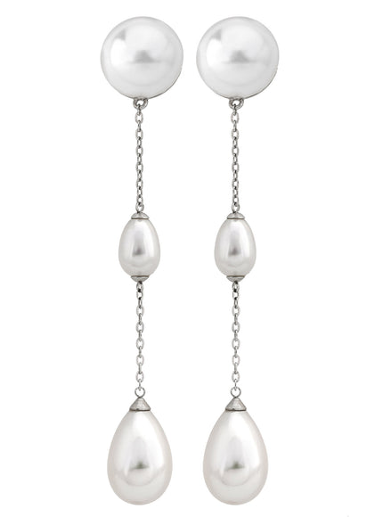 Silver & Pearl Drop Bridal Earrings