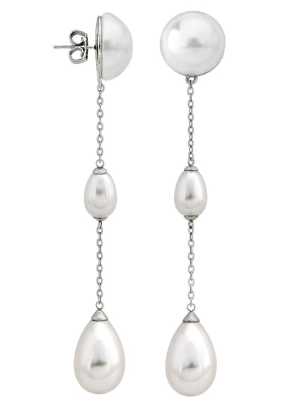 Silver & Pearl Drop Bridal Earrings