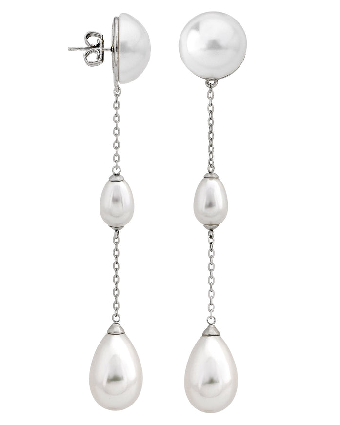 Silver & Pearl Drop Bridal Earrings
