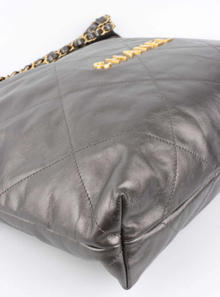 Chanel 22 Small Hobo Bag in Dark Grey Quilted Leather