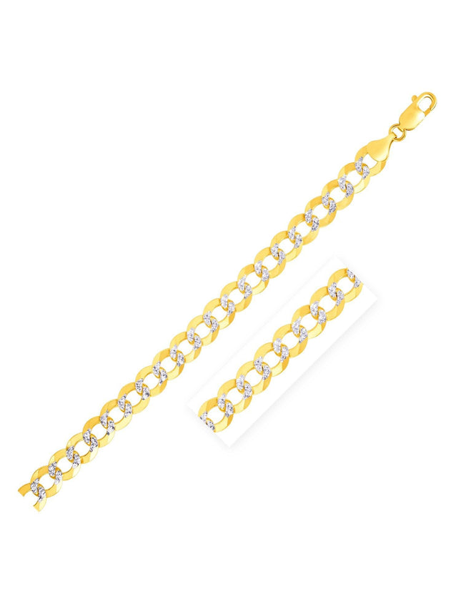 7.0 mm 14k Two Tone Gold Pave Curb Chain - Ellie Belle