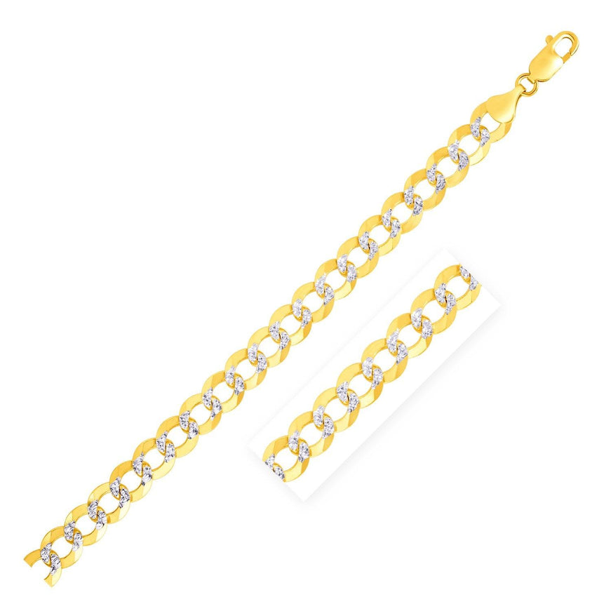 7.0 mm 14k Two Tone Gold Pave Curb Chain - Ellie Belle