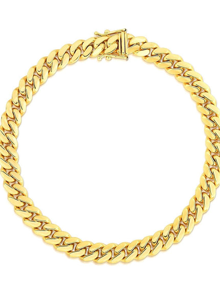 7.0mm 10k Yellow Gold Classic Miami Cuban Solid Bracelet - Ellie Belle