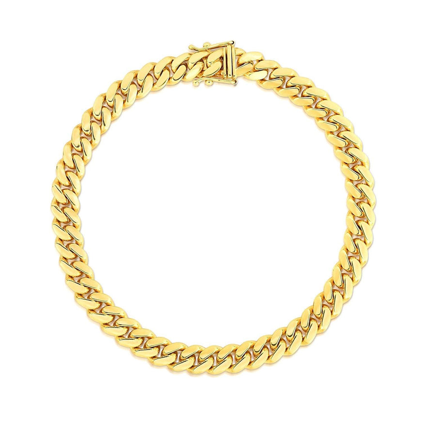 7.0mm 10k Yellow Gold Classic Miami Cuban Solid Bracelet - Ellie Belle