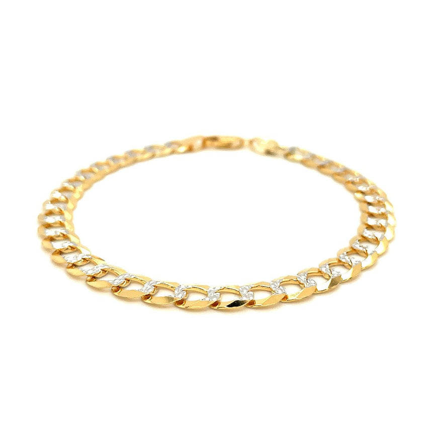 7.0mm 14k Two Tone Gold Pave Curb Bracelet - Ellie Belle