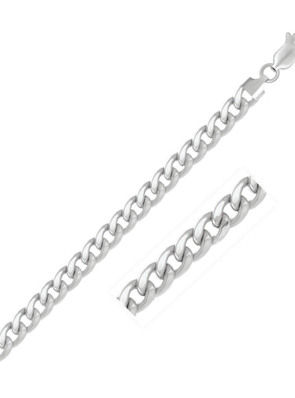 7.0mm 14K White Gold Miami Cuban Semi Solid Chain - Ellie Belle