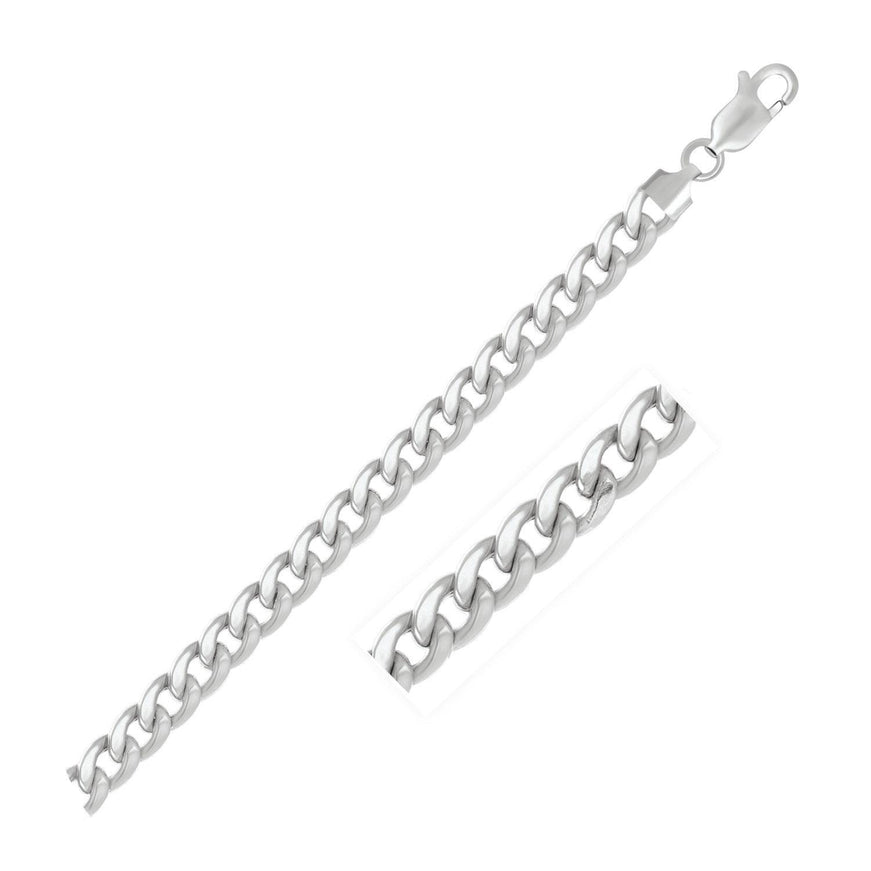 7.0mm 14K White Gold Miami Cuban Semi Solid Chain - Ellie Belle