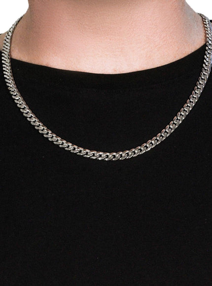 7.0mm 14K White Gold Miami Cuban Semi Solid Chain - Ellie Belle