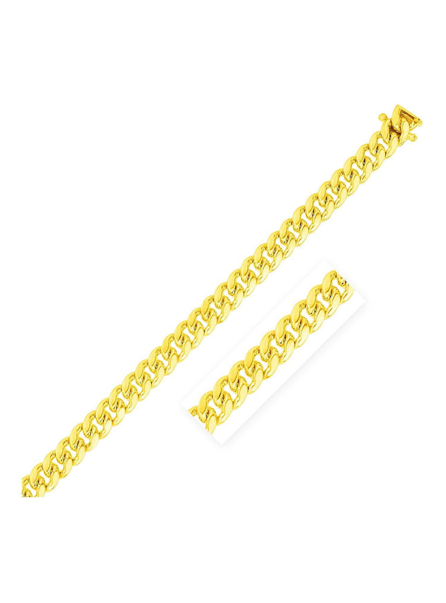 7.0mm 14k Yellow Gold Classic Miami Cuban Solid Bracelet - Ellie Belle