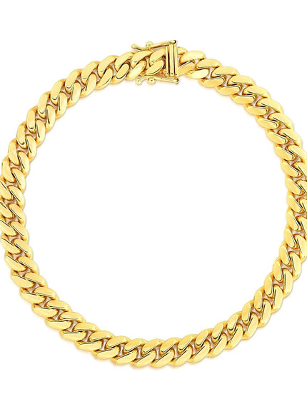 7.0mm 14k Yellow Gold Classic Miami Cuban Solid Bracelet - Ellie Belle