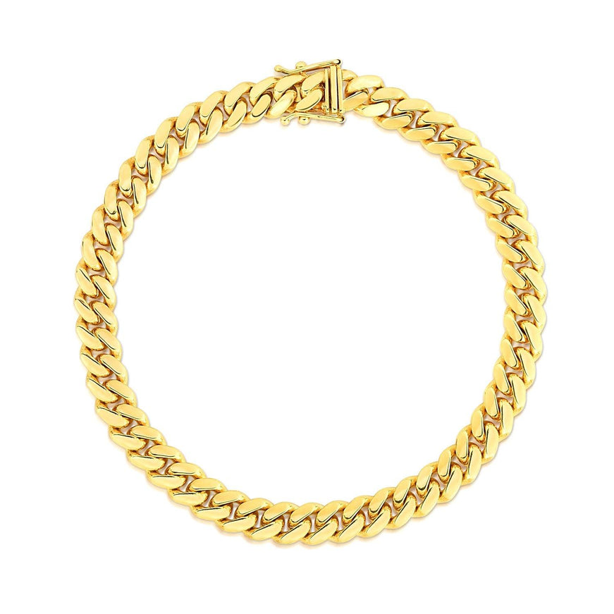 7.0mm 14k Yellow Gold Classic Miami Cuban Solid Bracelet - Ellie Belle