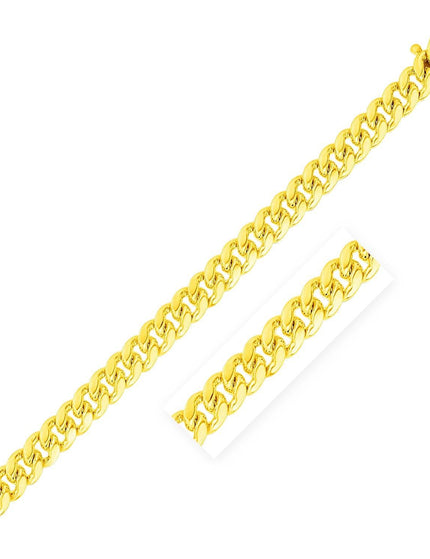 7.0mm 14k Yellow Gold Classic Miami Cuban Solid Chain - Ellie Belle