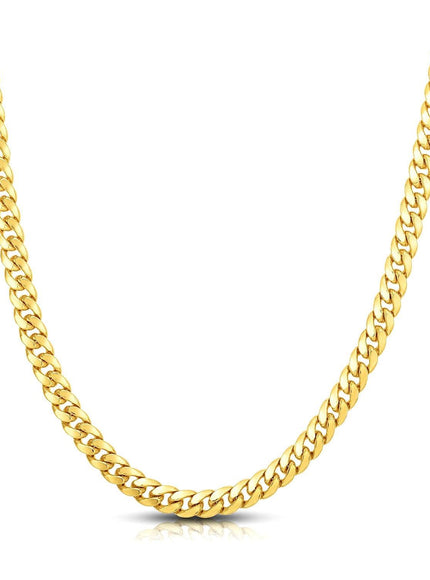 7.0mm 14k Yellow Gold Classic Miami Cuban Solid Chain - Ellie Belle