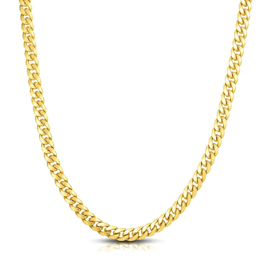 7.0mm 14k Yellow Gold Classic Miami Cuban Solid Chain - Ellie Belle