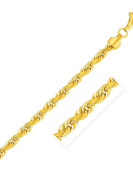 7.0mm 14k Yellow Gold Solid Diamond Cut Rope Chain - Ellie Belle