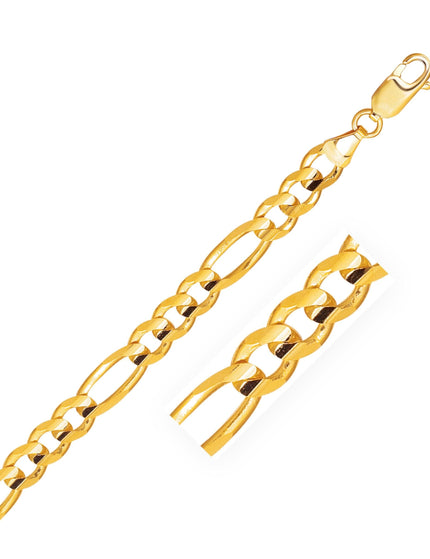 7.0mm 14k Yellow Gold Solid Figaro Chain - Ellie Belle
