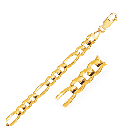7.0mm 14k Yellow Gold Solid Figaro Chain - Ellie Belle