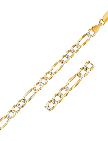 7.0mm 14K Yellow Gold Solid Pave Figaro Chain - Ellie Belle