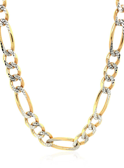 7.0mm 14K Yellow Gold Solid Pave Figaro Chain - Ellie Belle