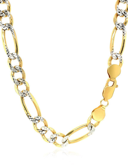 7.0mm 14K Yellow Gold Solid Pave Figaro Chain - Ellie Belle