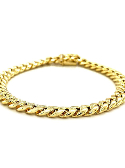 7.2mm 10k Yellow Gold Semi Solid Miami Cuban Bracelet - Ellie Belle