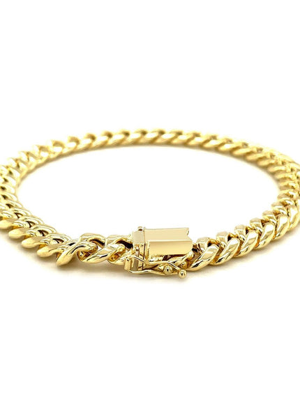 7.2mm 10k Yellow Gold Semi Solid Miami Cuban Bracelet - Ellie Belle