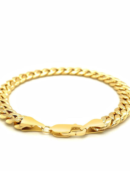 7.8mm 14k Yellow Gold Miami Cuban Semi Solid Bracelet - Ellie Belle