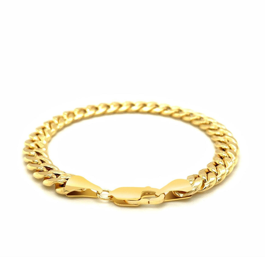 7.8mm 14k Yellow Gold Miami Cuban Semi Solid Bracelet - Ellie Belle