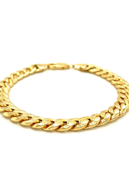 7.8mm 14k Yellow Gold Miami Cuban Semi Solid Bracelet - Ellie Belle