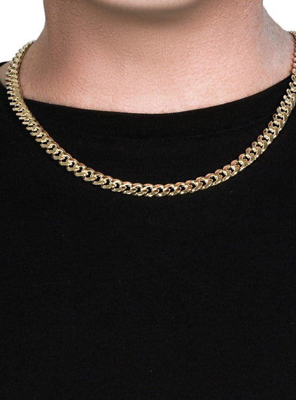 7.8mm 14k Yellow Gold Miami Cuban Semi Solid Chain - Ellie Belle