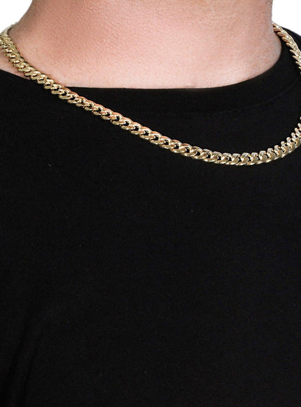 7.8mm 14k Yellow Gold Miami Cuban Semi Solid Chain - Ellie Belle