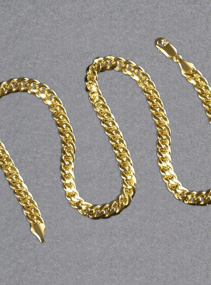 7.8mm 14k Yellow Gold Miami Cuban Semi Solid Chain - Ellie Belle