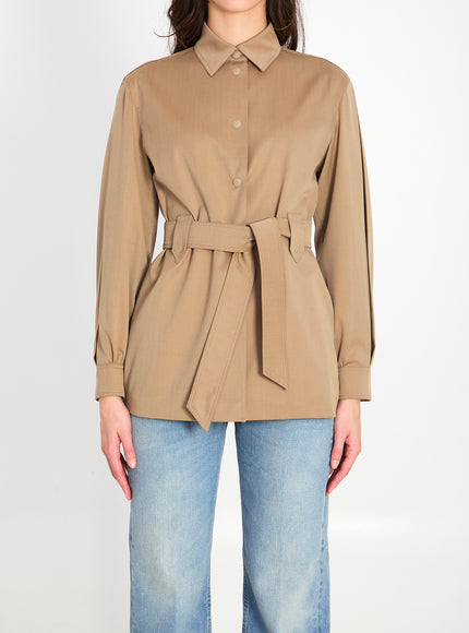 Max Mara Agenzia Belted Shirt Beige
