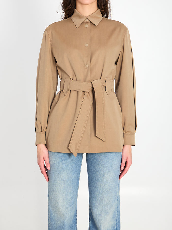 Max Mara Agenzia Belted Shirt Beige