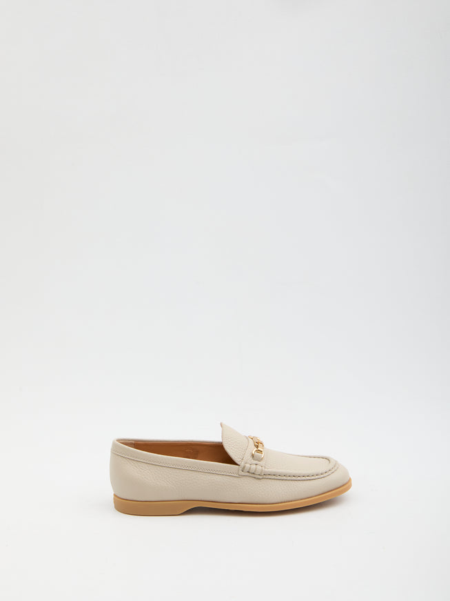 Tod's Hammered Leather Loafers Beige