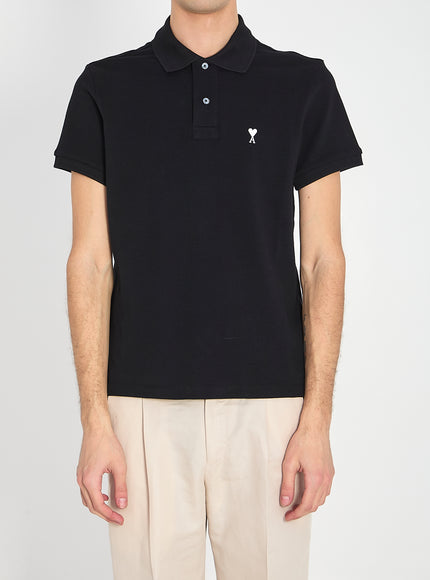 Ami Paris Ami De Coeur Polo Black