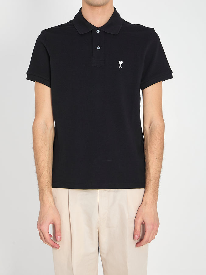 Ami Paris Ami De Coeur Polo Black