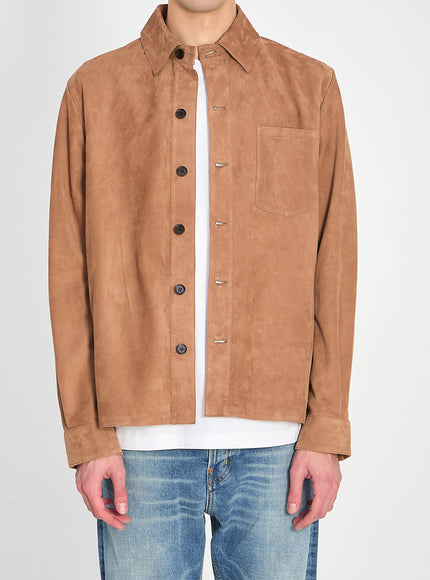 Arma Overshirt In Suede Leather Brown