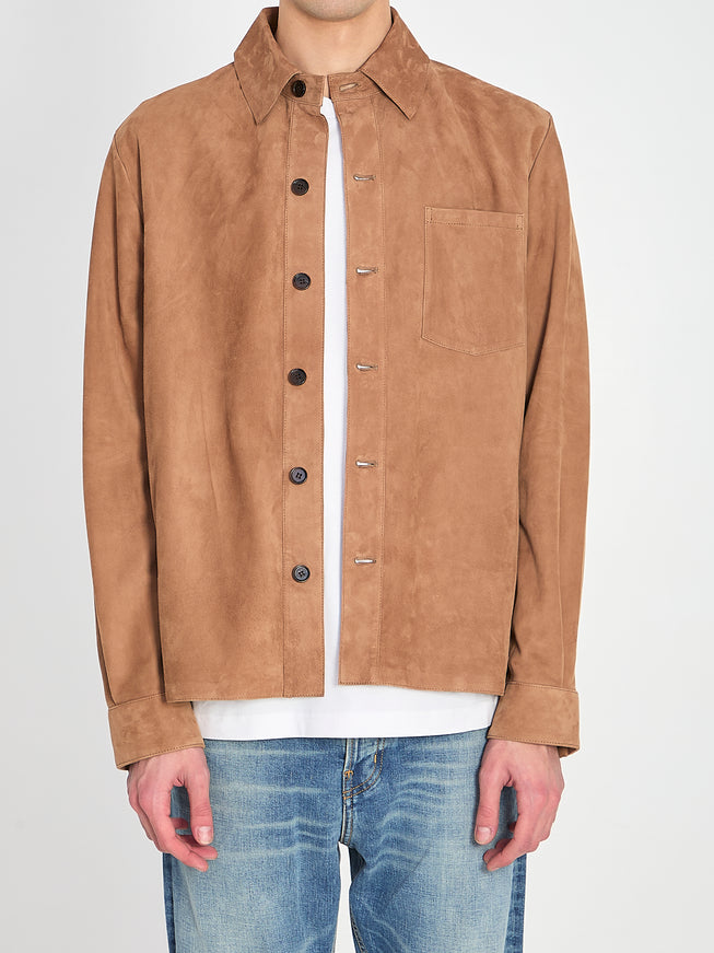 Arma Overshirt In Suede Leather Brown