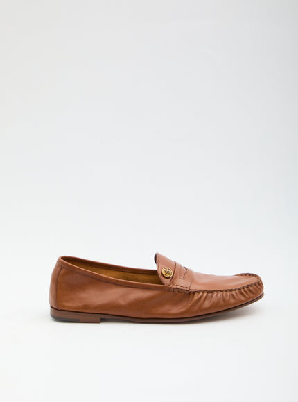 Versace Medusa Leather Loafers Brown