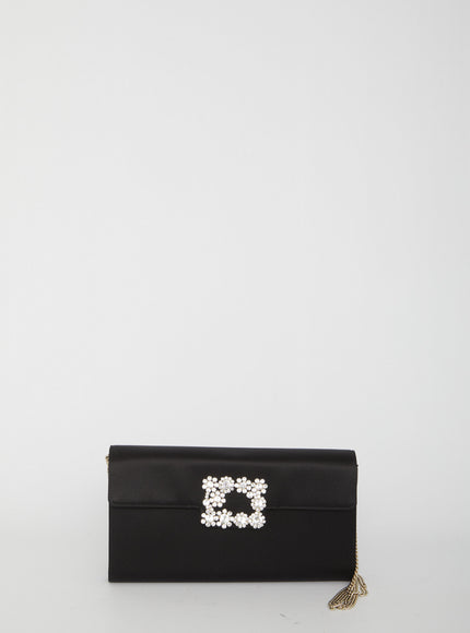 Roger Vivier Flower Buckle Pouch QT Black