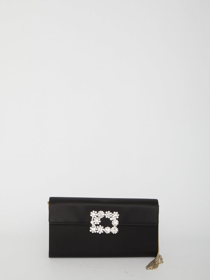 Roger Vivier Flower Buckle Pouch QT Black
